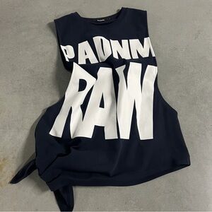 Pa Dnm Navy Sleeveless oversized asymmetric Graphic Top